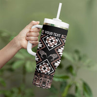 Personalised Taniko Motifs Aotearoa Tumbler With Handle Waitangi Kowhaiwhai Kiwi - Mocha LT7 - Polynesian Pride