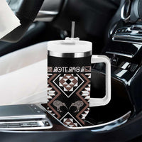 Personalised Taniko Motifs Aotearoa Tumbler With Handle Waitangi Kowhaiwhai Kiwi - Mocha LT7 - Polynesian Pride