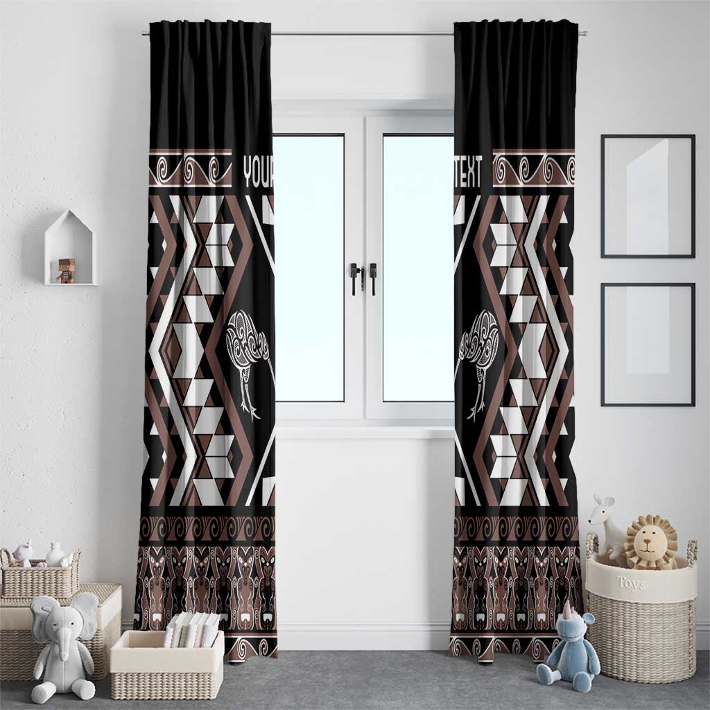Personalised Taniko Motifs Aotearoa Window Curtain Waitangi Kowhaiwhai Kiwi - Mocha LT7 - Polynesian Pride