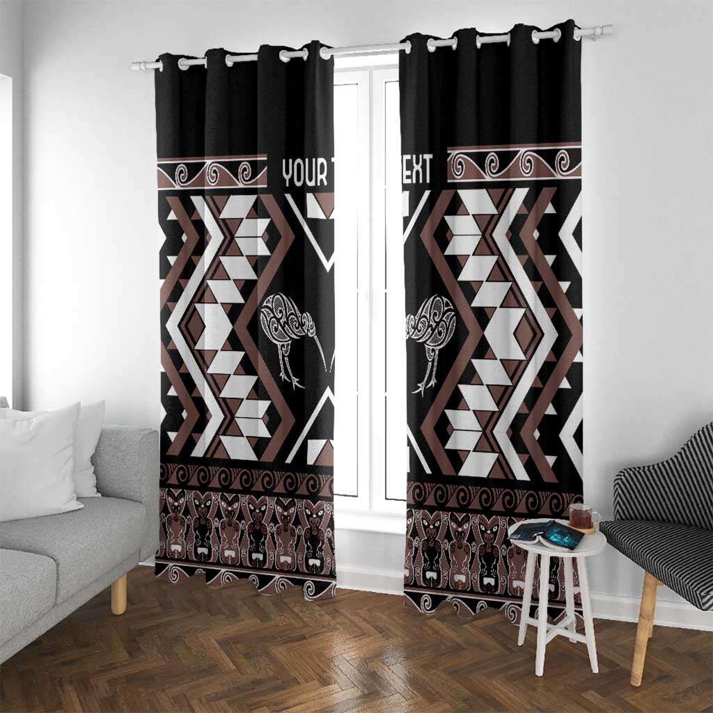 Personalised Taniko Motifs Aotearoa Window Curtain Waitangi Kowhaiwhai Kiwi - Mocha LT7 With Grommets Mocha - Polynesian Pride