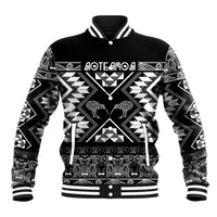 Personalised Taniko Motifs Aotearoa Baseball Jacket Waitangi Kowhaiwhai Kiwi - Monochrome LT7 Unisex Grey - Polynesian Pride