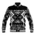 Personalised Taniko Motifs Aotearoa Baseball Jacket Waitangi Kowhaiwhai Kiwi - Monochrome