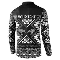 Personalised Taniko Motifs Aotearoa Button Sweatshirt Waitangi Kowhaiwhai Kiwi - Monochrome LT7 - Polynesian Pride