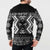 Personalised Taniko Motifs Aotearoa Button Sweatshirt Waitangi Kowhaiwhai Kiwi - Monochrome