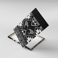 Personalised Taniko Motifs Aotearoa Canvas Wall Art Waitangi Kowhaiwhai Kiwi - Monochrome LT7 With Frame Grey - Polynesian Pride