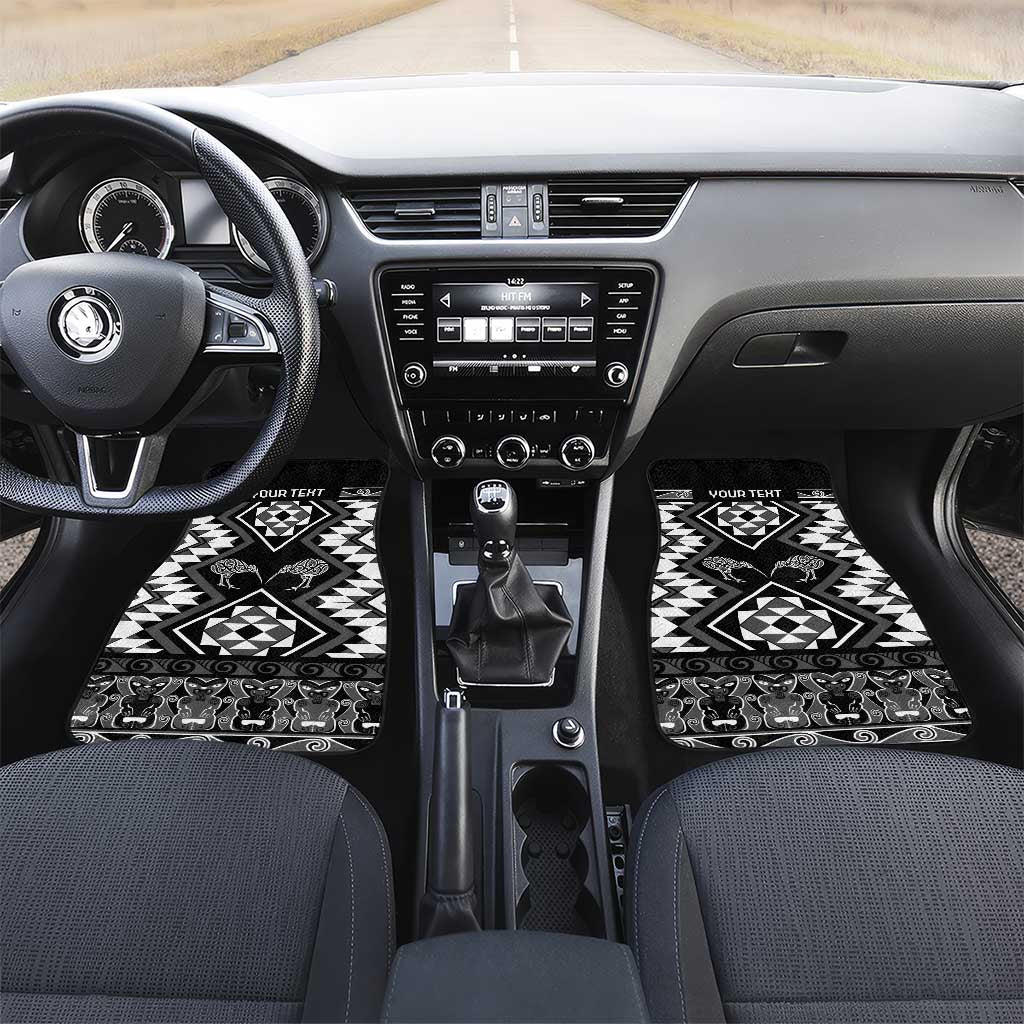 Personalised Taniko Motifs Aotearoa Car Mats Waitangi Kowhaiwhai Kiwi - Monochrome