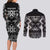 Personalised Taniko Motifs Aotearoa Couples Matching Long Sleeve Bodycon Dress and Long Sleeve Button Shirt Waitangi Kowhaiwhai Kiwi - Monochrome