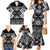 Personalised Taniko Motifs Aotearoa Family Matching Mermaid Dress and Hawaiian Shirt Waitangi Kowhaiwhai Kiwi - Monochrome