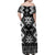 Personalised Taniko Motifs Aotearoa Family Matching Off Shoulder Maxi Dress and Hawaiian Shirt Waitangi Kowhaiwhai Kiwi - Monochrome