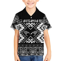 Personalised Taniko Motifs Aotearoa Hawaiian Shirt Waitangi Kowhaiwhai Kiwi - Monochrome LT7 - Polynesian Pride