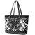 Personalised Taniko Motifs Aotearoa Leather Tote Bag Waitangi Kowhaiwhai Kiwi - Monochrome