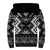 Personalised Taniko Motifs Aotearoa Sherpa Hoodie Waitangi Kowhaiwhai Kiwi - Monochrome