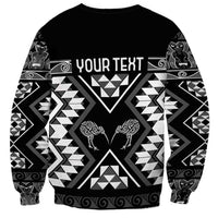 Personalised Taniko Motifs Aotearoa Sweatshirt Waitangi Kowhaiwhai Kiwi - Monochrome LT7 - Polynesian Pride