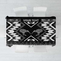 Personalised Taniko Motifs Aotearoa Tablecloth Waitangi Kowhaiwhai Kiwi - Monochrome LT7 Grey - Polynesian Pride