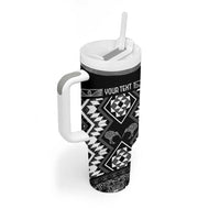 Personalised Taniko Motifs Aotearoa Tumbler With Handle Waitangi Kowhaiwhai Kiwi - Monochrome LT7 - Polynesian Pride