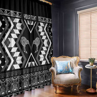 Personalised Taniko Motifs Aotearoa Window Curtain Waitangi Kowhaiwhai Kiwi - Monochrome LT7 - Polynesian Pride
