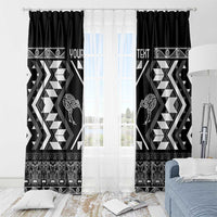 Personalised Taniko Motifs Aotearoa Window Curtain Waitangi Kowhaiwhai Kiwi - Monochrome LT7 - Polynesian Pride