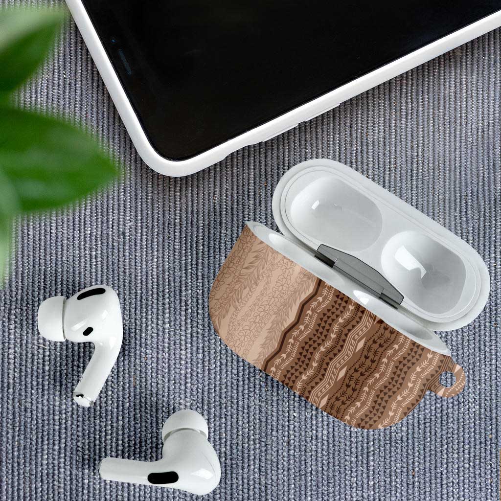 Vintage Beige Hawaiian Traditional Kapa Mix Flowers Lei AirPods Case LT7 - Polynesian Pride