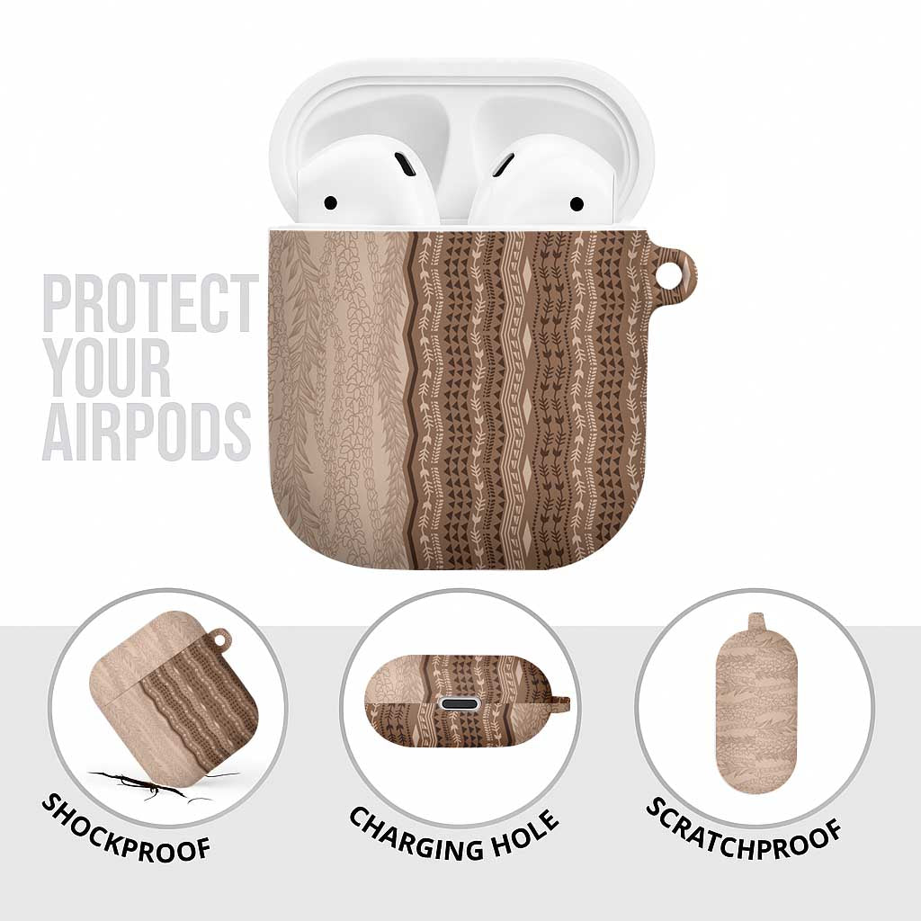Vintage Beige Hawaiian Traditional Kapa Mix Flowers Lei AirPods Case LT7 - Polynesian Pride