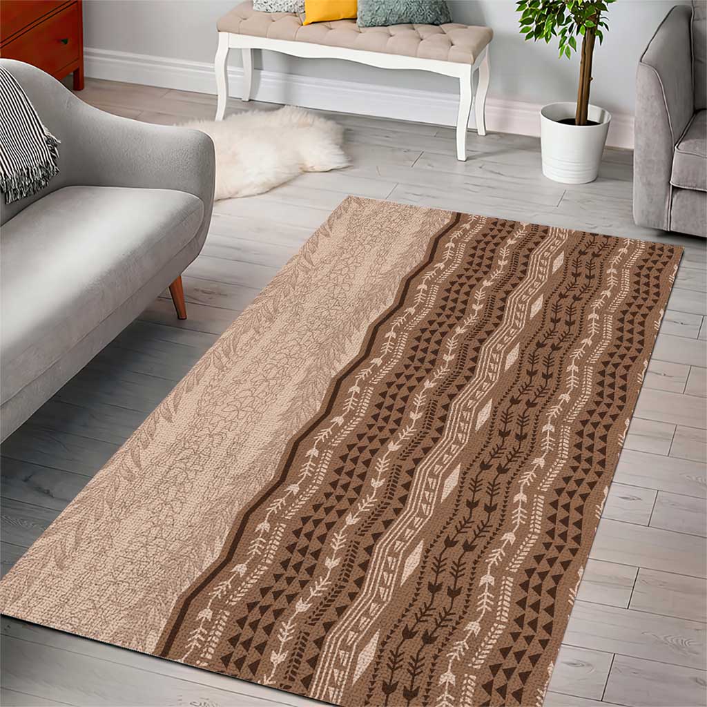 Vintage Beige Hawaiian Traditional Kapa Mix Flowers Lei Area Rug LT7 - Polynesian Pride