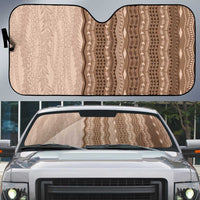 Vintage Beige Hawaiian Traditional Kapa Mix Flowers Lei Auto Sun Shade LT7 Beige - Polynesian Pride