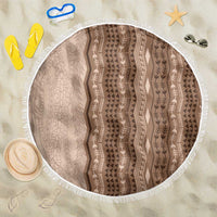 Vintage Beige Hawaiian Traditional Kapa Mix Flowers Lei Beach Blanket LT7 One Size 150cm Beige - Polynesian Pride
