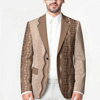 Vintage Beige Hawaiian Traditional Kapa Mix Flowers Lei Blazer LT7 - Polynesian Pride
