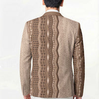 Vintage Beige Hawaiian Traditional Kapa Mix Flowers Lei Blazer LT7 - Polynesian Pride