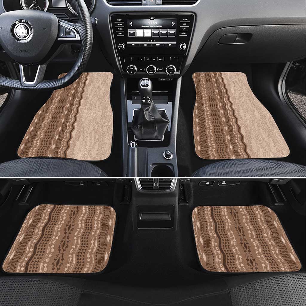 Vintage Beige Hawaiian Traditional Kapa Mix Flowers Lei Car Mats LT7 Set 4pcs Beige - Polynesian Pride