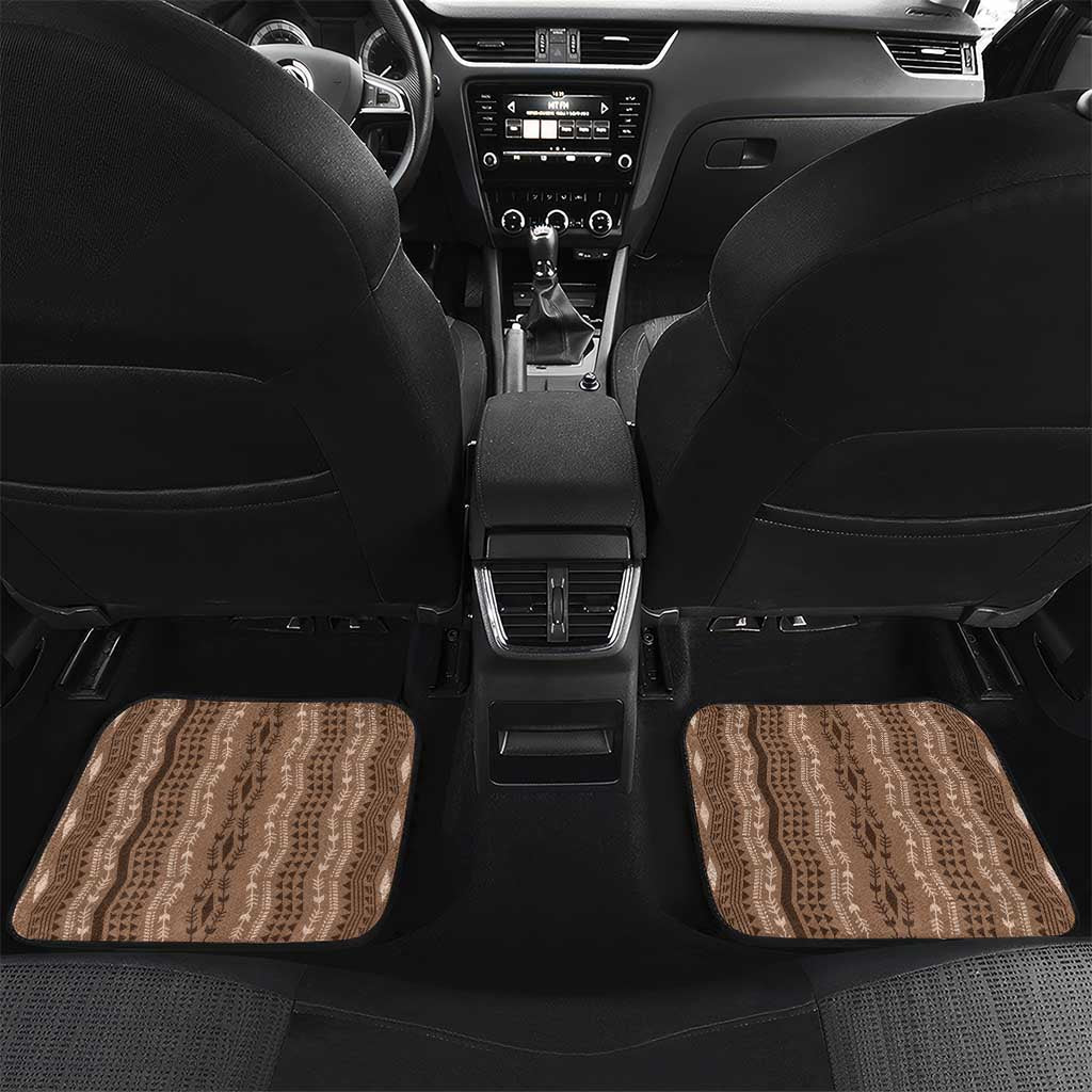 Vintage Beige Hawaiian Traditional Kapa Mix Flowers Lei Car Mats LT7 Set 2pcs - Back Beige - Polynesian Pride