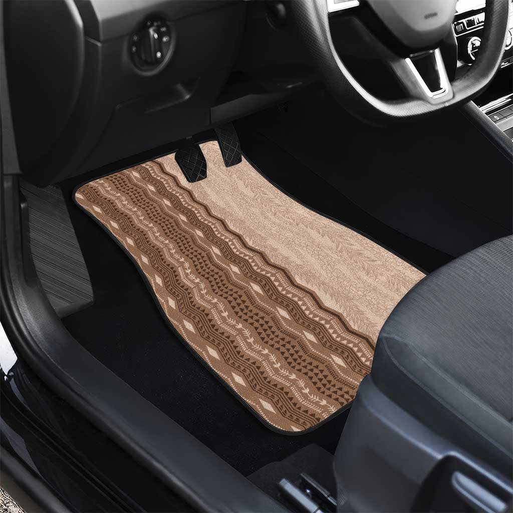 Vintage Beige Hawaiian Traditional Kapa Mix Flowers Lei Car Mats LT7 - Polynesian Pride