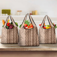 Vintage Beige Hawaiian Traditional Kapa Mix Flowers Lei Grocery Bag LT7 3-pack One Size Beige - Polynesian Pride