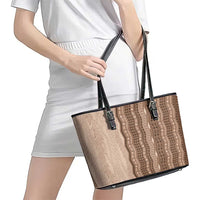 Vintage Beige Hawaiian Traditional Kapa Mix Flowers Lei Leather Tote Bag LT7 - Polynesian Pride