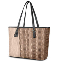 Vintage Beige Hawaiian Traditional Kapa Mix Flowers Lei Leather Tote Bag LT7 - Polynesian Pride