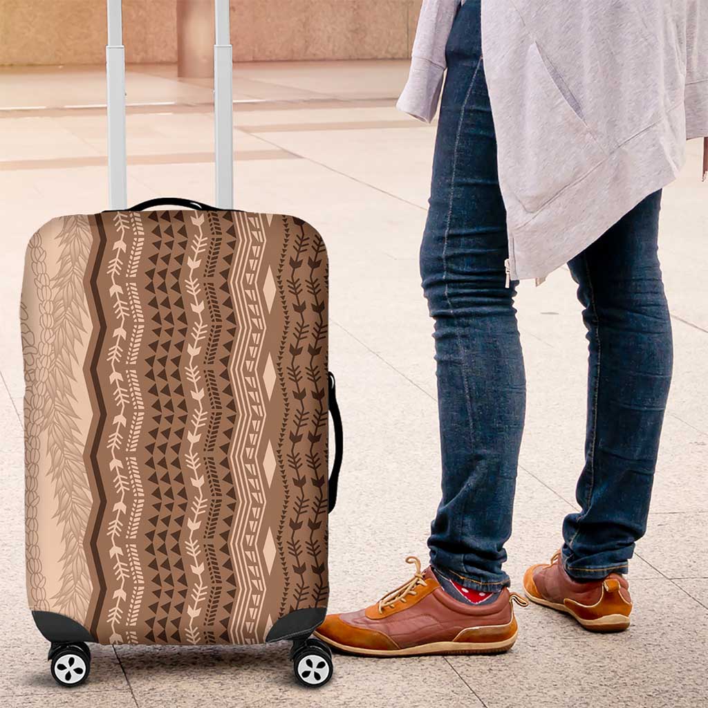 Vintage Beige Hawaiian Traditional Kapa Mix Flowers Lei Luggage Cover LT7 Beige - Polynesian Pride
