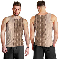 Vintage Beige Hawaiian Traditional Kapa Mix Flowers Lei Men Tank Top LT7 - Polynesian Pride