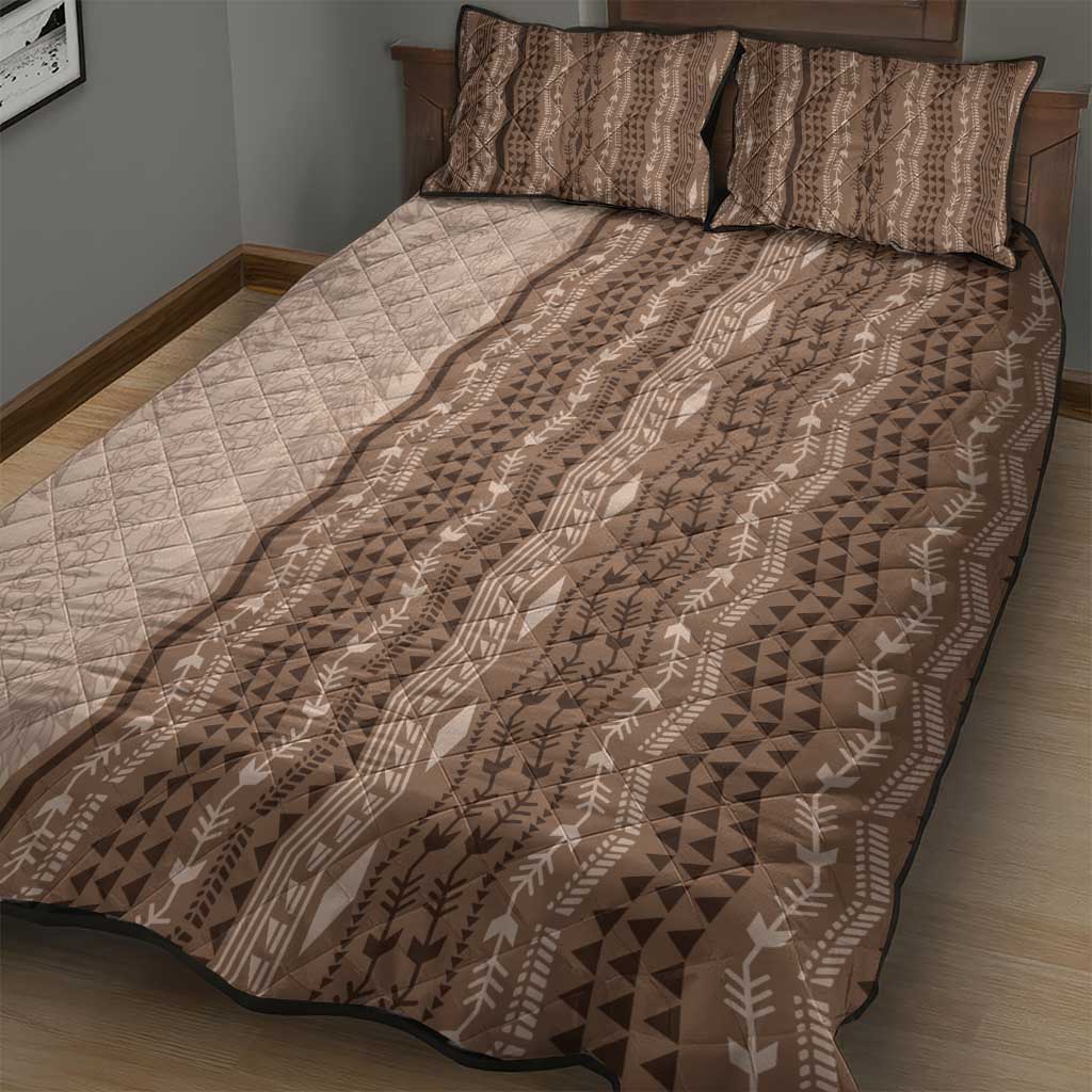 Vintage Beige Hawaiian Traditional Kapa Mix Flowers Lei Quilt Bed Set LT7 - Polynesian Pride