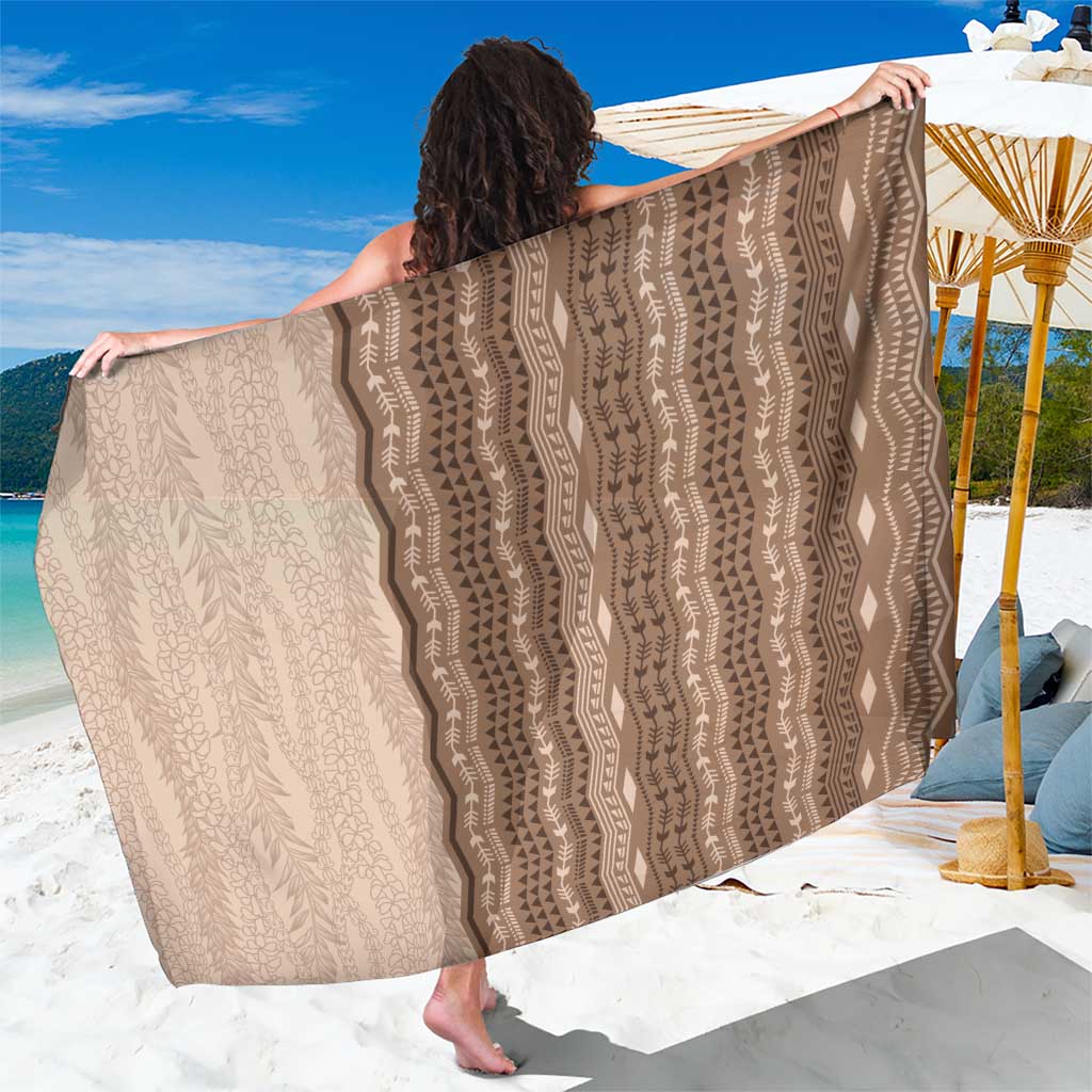 Vintage Beige Hawaiian Traditional Kapa Mix Flowers Lei Sarong LT7 One Size 44 x 66 inches Beige - Polynesian Pride