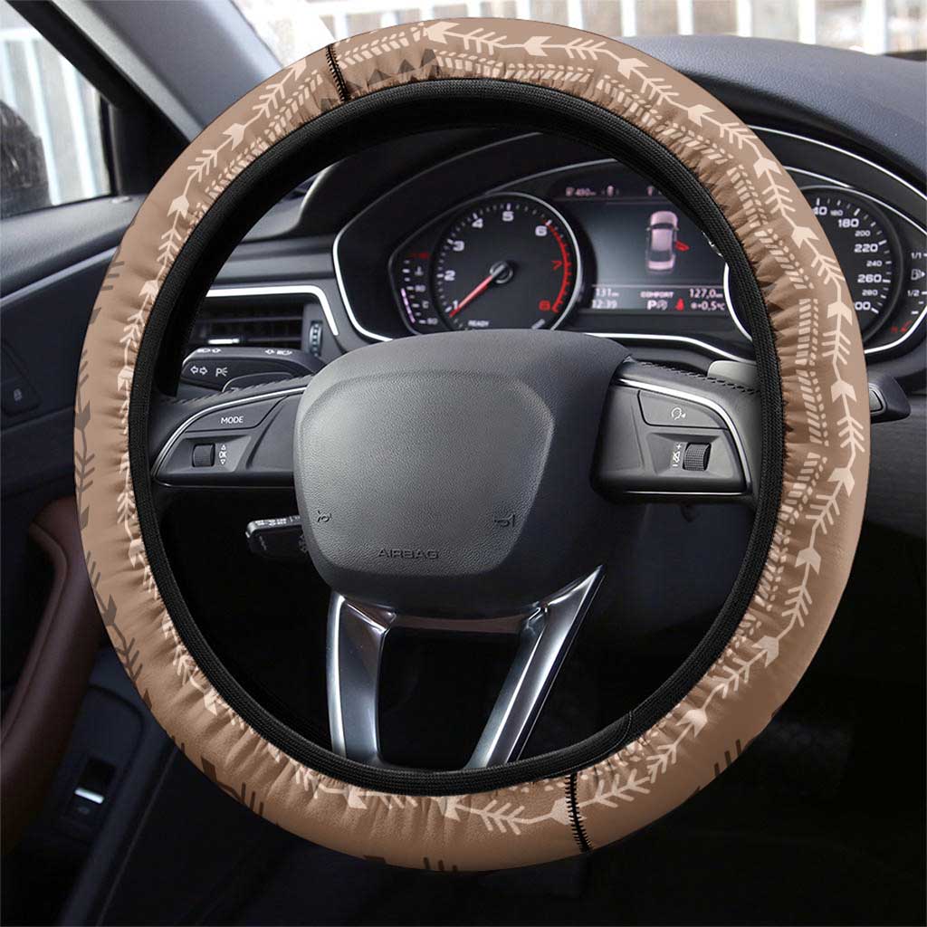 Vintage Beige Hawaiian Traditional Kapa Mix Flowers Lei Steering Wheel Cover LT7 - Polynesian Pride
