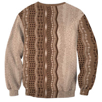Vintage Beige Hawaiian Traditional Kapa Mix Flowers Lei Sweatshirt LT7 - Polynesian Pride