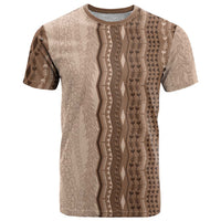 Vintage Beige Hawaiian Traditional Kapa Mix Flowers Lei T Shirt LT7 Beige - Polynesian Pride