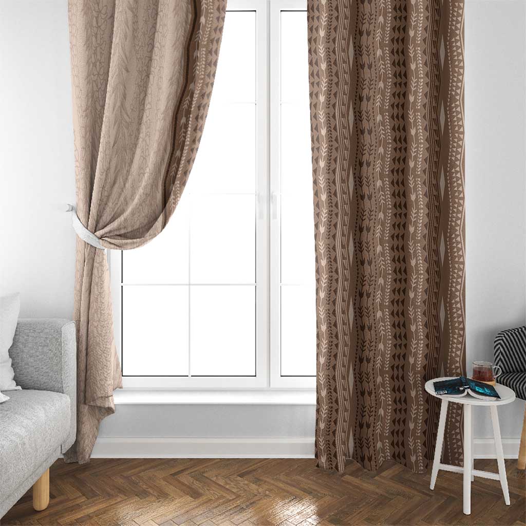 Vintage Beige Hawaiian Traditional Kapa Mix Flowers Lei Window Curtain LT7 - Polynesian Pride