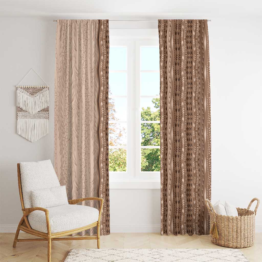 Vintage Beige Hawaiian Traditional Kapa Mix Flowers Lei Window Curtain LT7 - Polynesian Pride