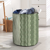Vintage Sage Green Hawaiian Traditional Kapa Mix Flowers Lei Laundry Basket LT7 Sage Green - Polynesian Pride