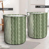 Vintage Sage Green Hawaiian Traditional Kapa Mix Flowers Lei Laundry Basket LT7 - Polynesian Pride