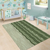 Vintage Sage Green Hawaiian Traditional Kapa Mix Flowers Lei Area Rug LT7 - Polynesian Pride