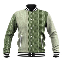 Vintage Sage Green Hawaiian Traditional Kapa Mix Flowers Lei Baseball Jacket LT7 Unisex Sage Green - Polynesian Pride