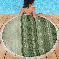 Vintage Sage Green Hawaiian Traditional Kapa Mix Flowers Lei Beach Blanket LT7 - Polynesian Pride
