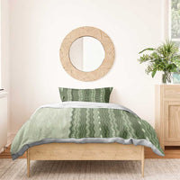 Vintage Sage Green Hawaiian Traditional Kapa Mix Flowers Lei Bedding Set LT7 - Polynesian Pride