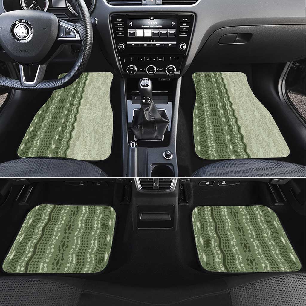 Vintage Sage Green Hawaiian Traditional Kapa Mix Flowers Lei Car Mats LT7 Set 4pcs Sage Green - Polynesian Pride